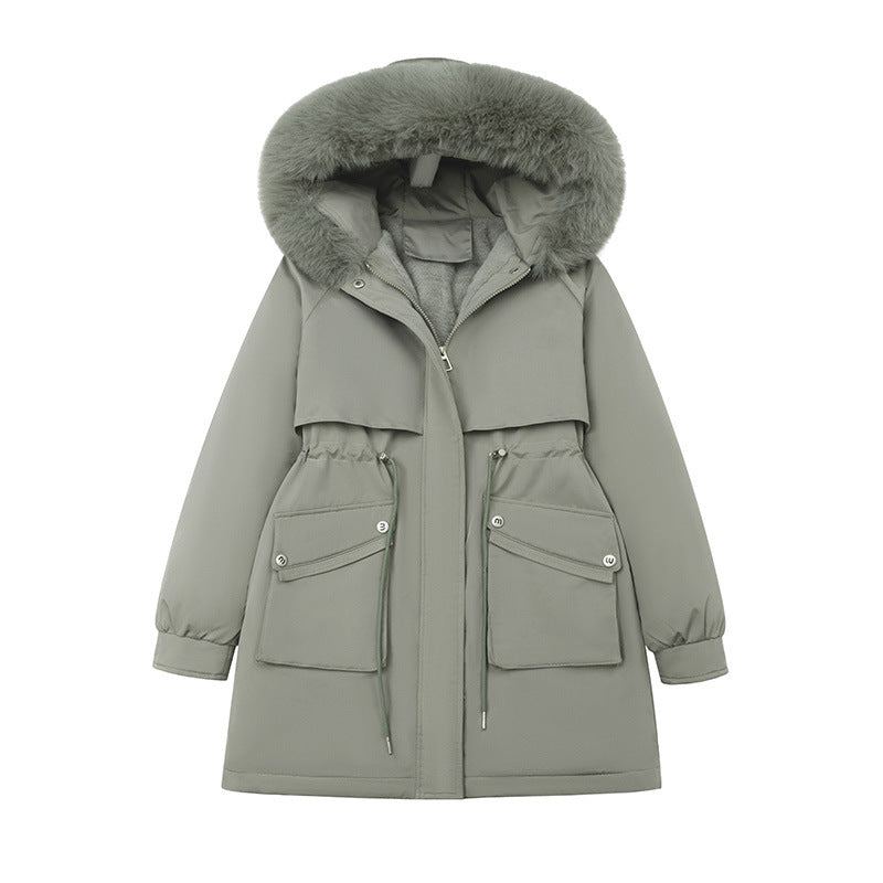 Damen nan funktionaler Thermoparka mit innenliegendem Teddyfutter, verstellbarer Kordel-Taille und großen Aufsatztaschen EB