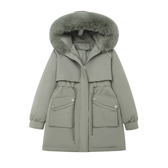 Damen nan funktionaler Thermoparka mit innenliegendem Teddyfutter, verstellbarer Kordel-Taille und großen Aufsatztaschen EB
