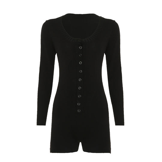 Damen nan figurbetontes Feinstrick-Minikleid mit durchgehender Knopfleiste, U-Boot-Ausschnitt und verlängerten Rippbündchen EB