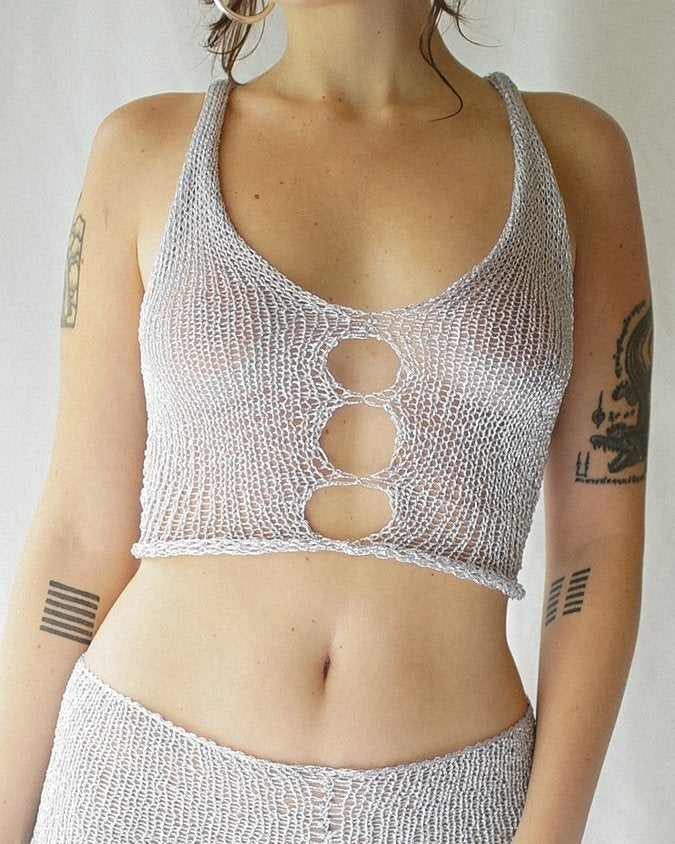 Damen transparentes Netz-Top und Short-Set EB