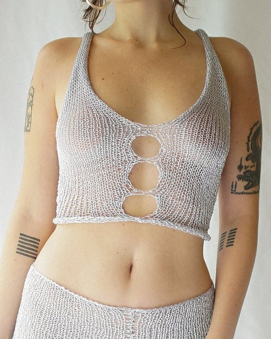 Damen transparentes Netz-Top und Short-Set EB
