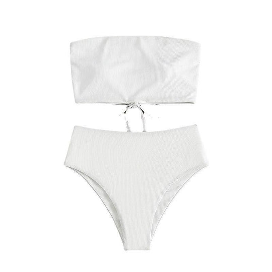 Damen Bandeau-Bikini mit verstellbarem Höschen und raffiniertem Design EB