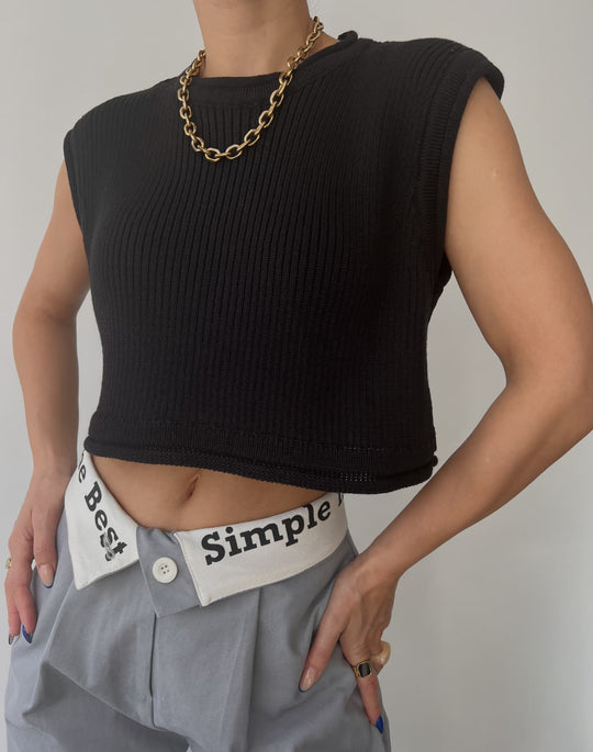 Damen cropped Rippenoberteil mit lässigem Look EB