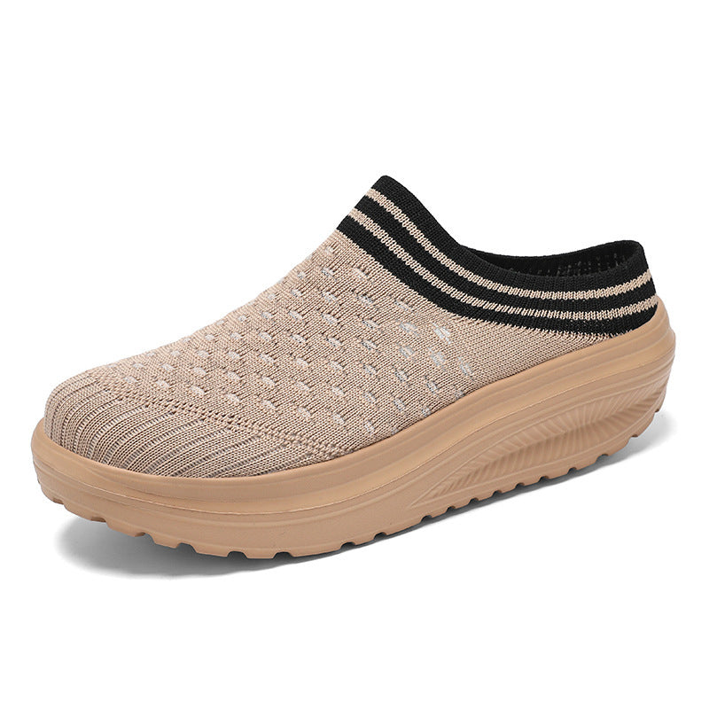 Damen Komfortable Slip-On Clogs mit atmungsaktiver Strickoberfläche EB