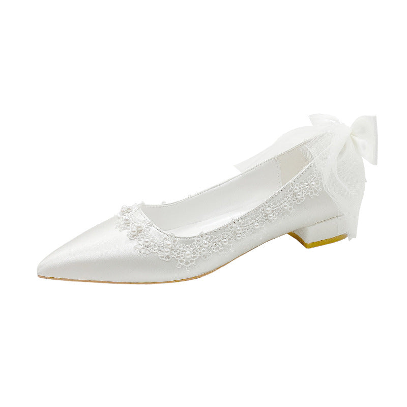 Damen Glamouröse Hochzeits-Pumps mit feinen Blumendetails und transparentem Riemen EB