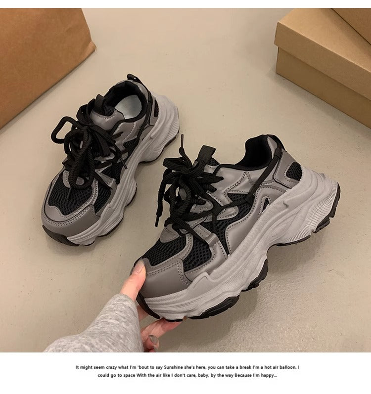Damen Sportliche Chunky Sneakers mit atmungsaktiven Mesh-Einsätzen und dämpfender Sohle EB