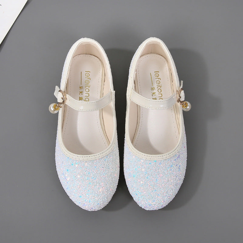 Mädchen Glitzernde Mary Jane Ballerinas mit Perlenapplikation EB