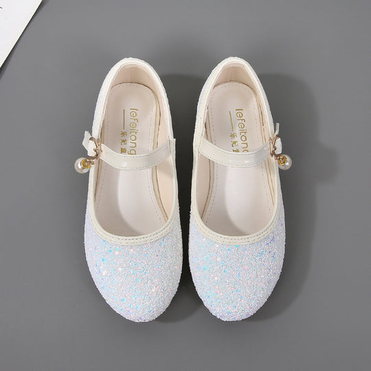 Mädchen Glitzernde Mary Jane Ballerinas mit Perlenapplikation EB