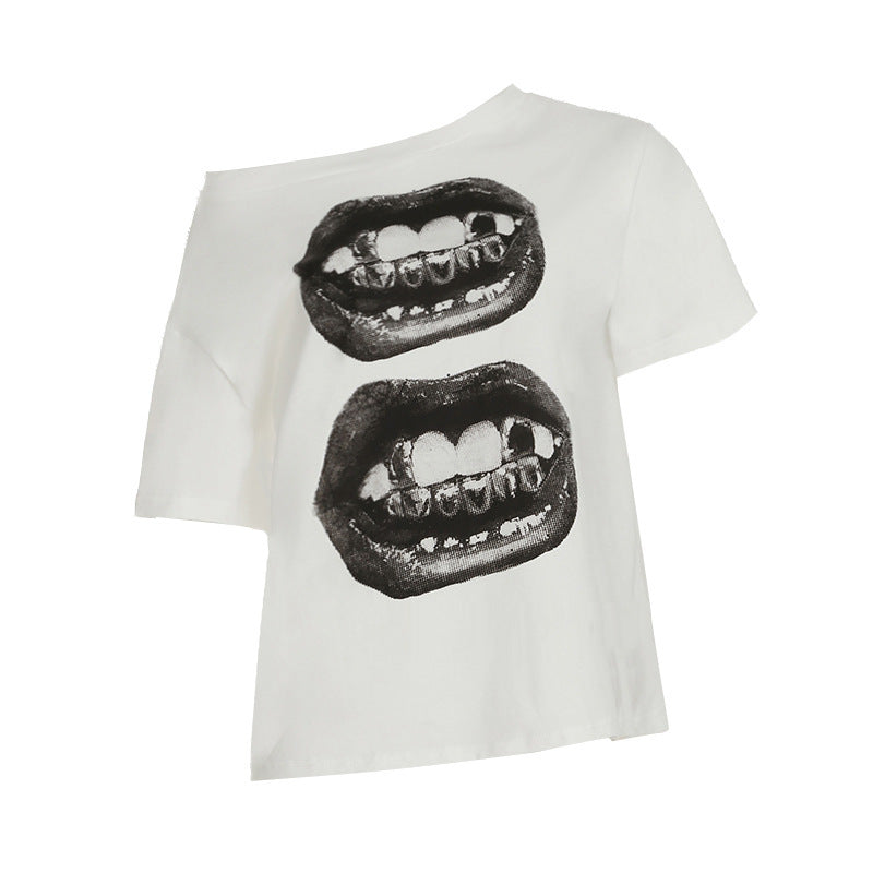 Damen Kreatives Oversized T-Shirt mit grafischem Druck EB