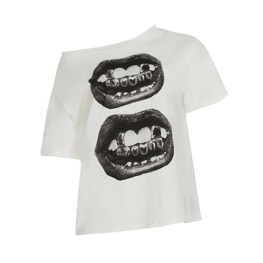 Damen Kreatives Oversized T-Shirt mit grafischem Druck EB