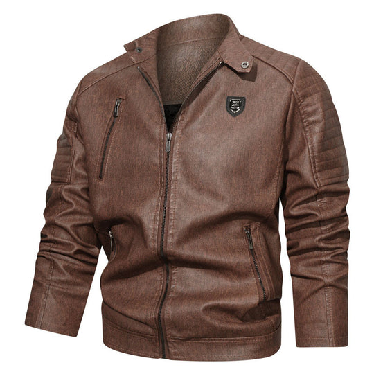 Herren Denim-Optik Bomberjacke mit Stehkragen und gesteppter Schulterpartie EB