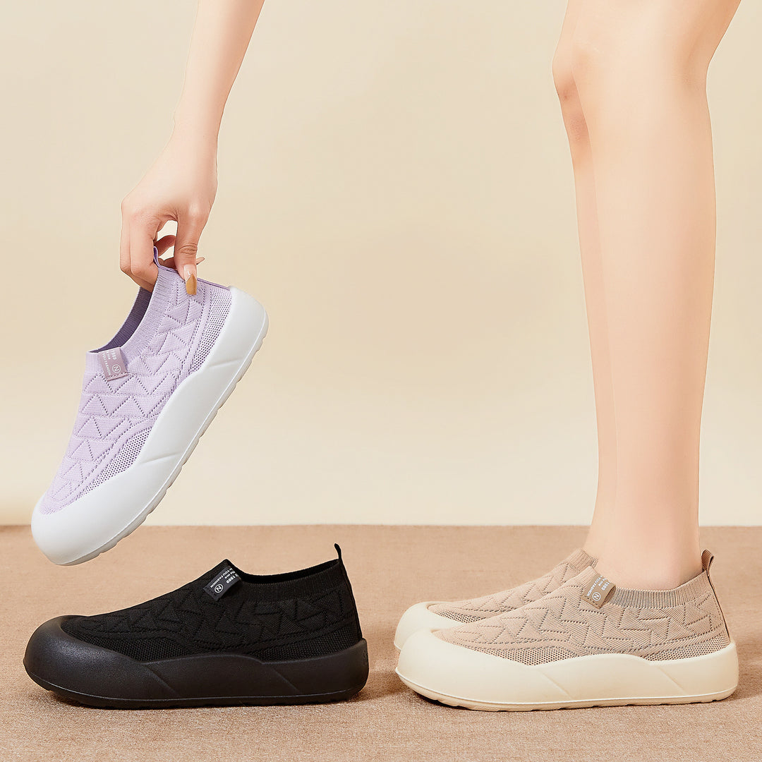 Damen Bequeme Slip-On Sportschuhe mit stoßdämpfendem Fußbett EB