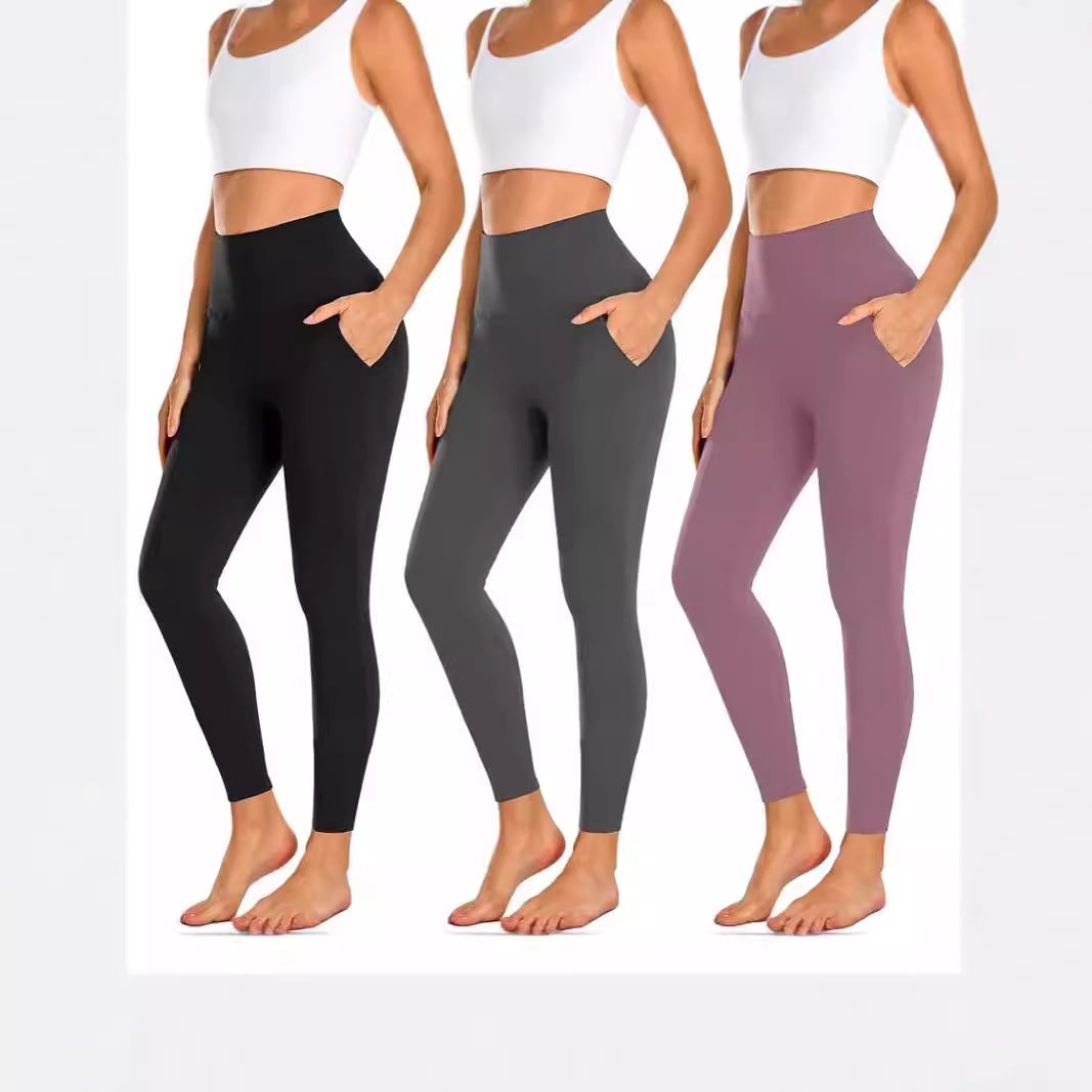 Damen Hochgeschnittene Sportleggings mit praktischen Taschen EB