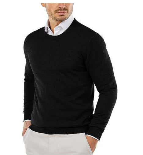 Herren eleganter Rundhals-Pullover aus feiner Baumwolle EB