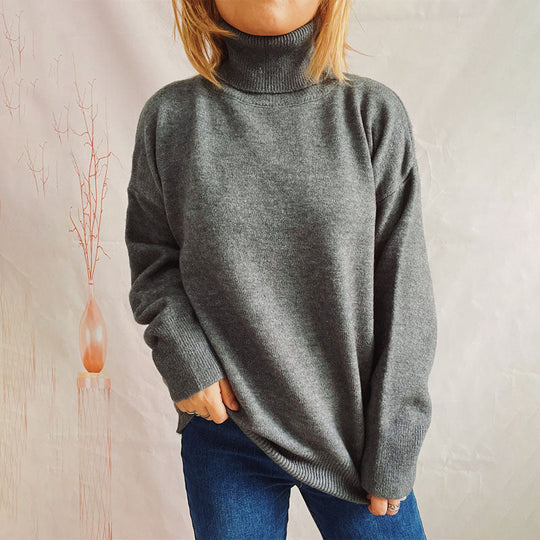 EB | Einfarbiger Warmer Strickpullover Für Alltag