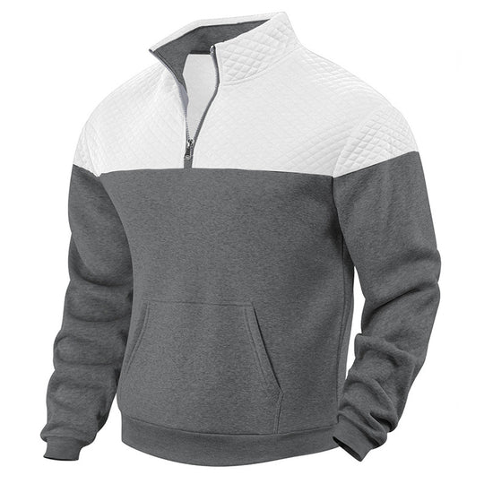 Herren lässiger Sweatpullover mit halbem Reißverschluss und gepolstertem Oberteil EB