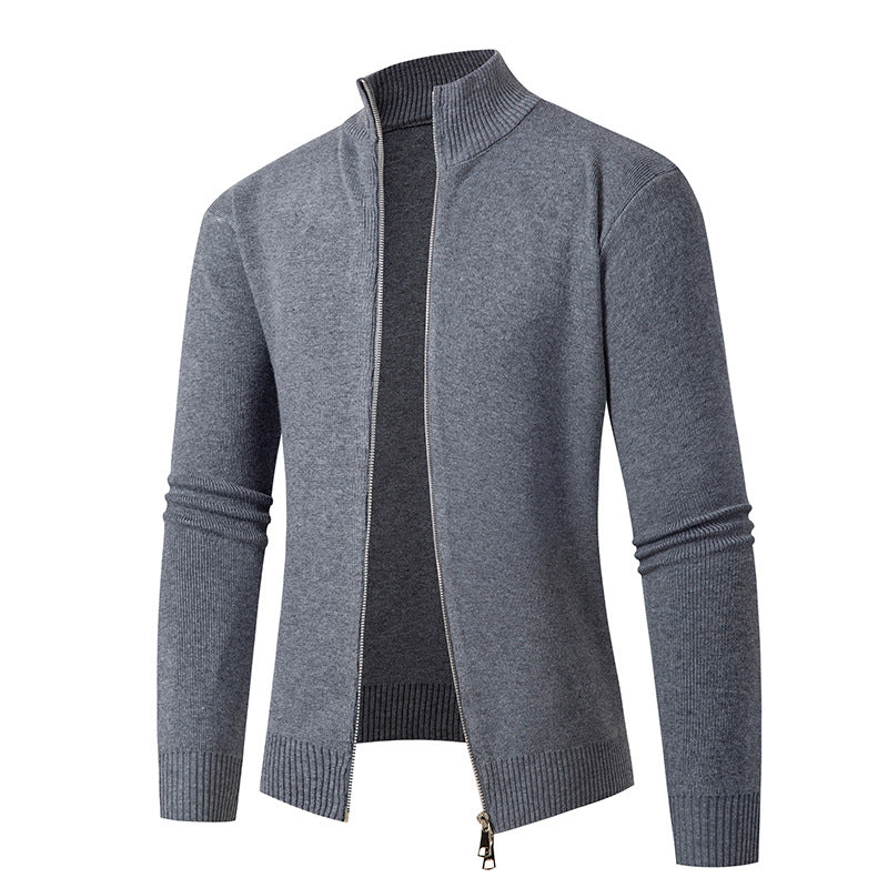 Herren modische Strickjacke mit hohem Kragen und Reißverschluss EB