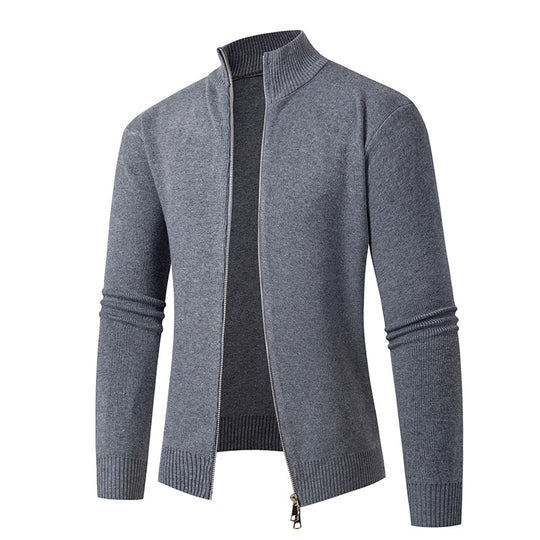 Herren modische Strickjacke mit hohem Kragen und Reißverschluss EB