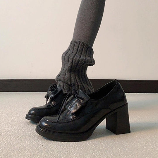 Damen elegante Schnürschuhe mit Blockabsatz EB