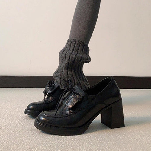 Damen elegante Schnürschuhe mit Blockabsatz EB