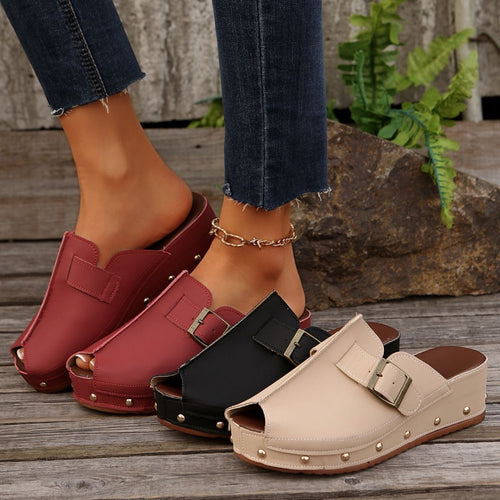 Damen Clogs mit modischem Schnallen-Design und trendiger Metallverzierung EB