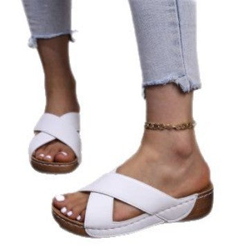 Damen Komfortable Wedge-Pantoletten mit anatomischem Fußbett EB