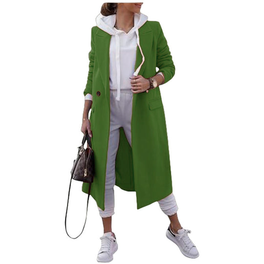 Damen modischer Oversize-Mantel mit elegantem Revers und praktischen Taschen EB