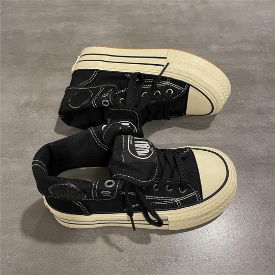 Damen High-Top Sneakers mit dicker Gummisohle und seitlichem Reißverschluss EB