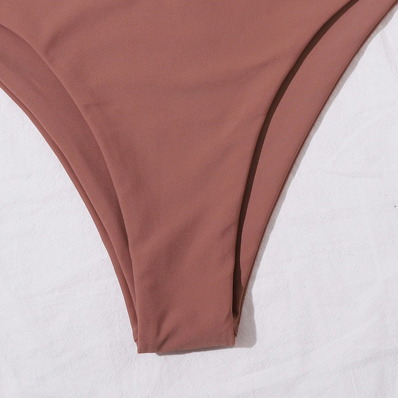 Damen Bandeau-Bikini-Set mit hohem Bund und raffiniertem Bindedetail EB