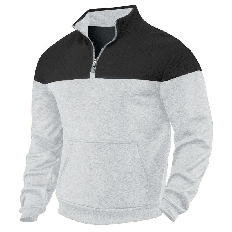 Herren lässiger Sweatpullover mit halbem Reißverschluss und gepolstertem Oberteil EB
