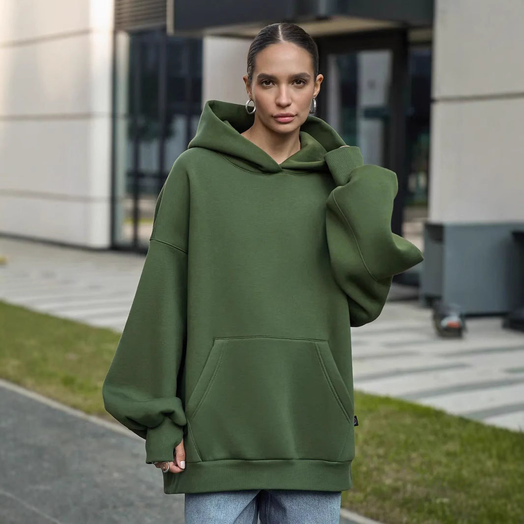 Damen Oversized Kapuzenpullover mit extra weitem Schnitt und Kängurutasche EB