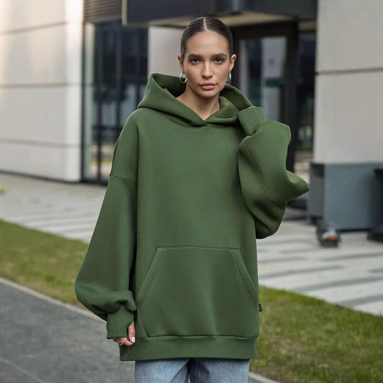 Damen Oversized Kapuzenpullover mit extra weitem Schnitt und Kängurutasche EB