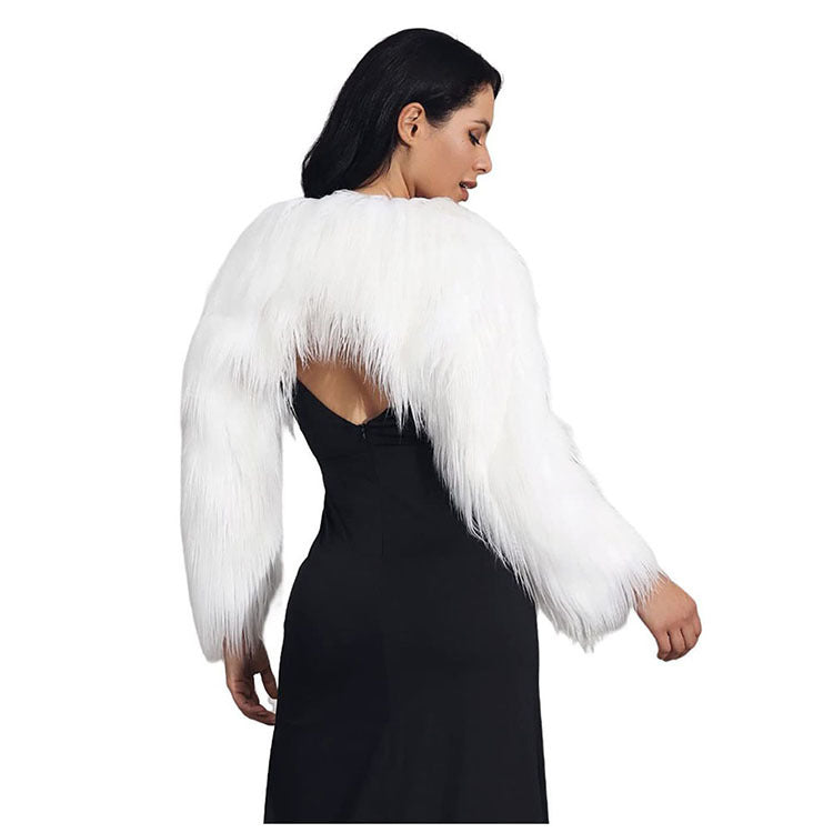 Damen Extravaganter Kunstpelzbolero mit elegantem Schnitt EB