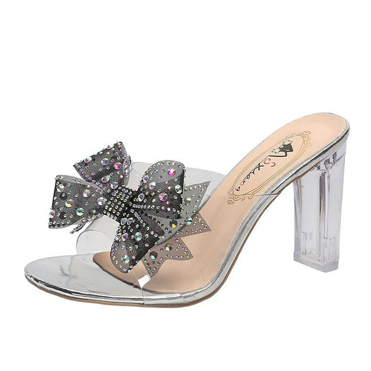 Damen glamouröse Sandalen mit funkelndem Schleifenakzent EB