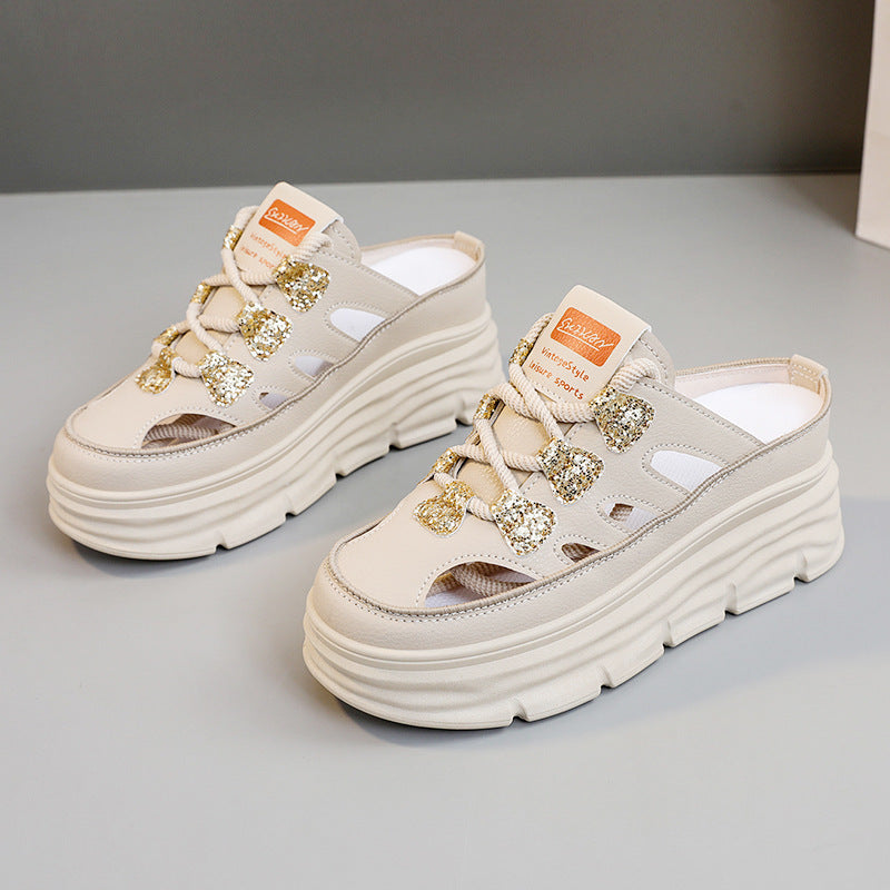 Damen Chunky Slip-On Sneakers mit funkelnden Akzenten und bequemer Dämpfung EB