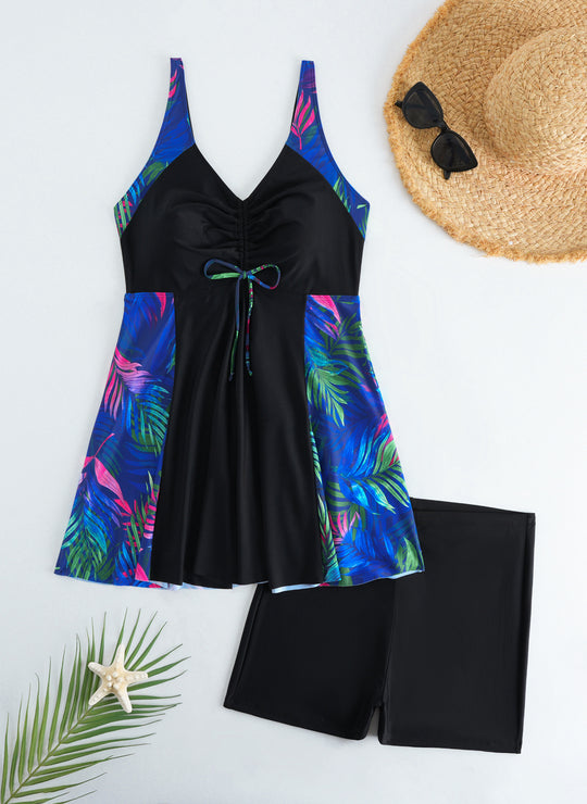 Damen Strandkleid Badeanzug mit elegantem Leopardenmuster EB