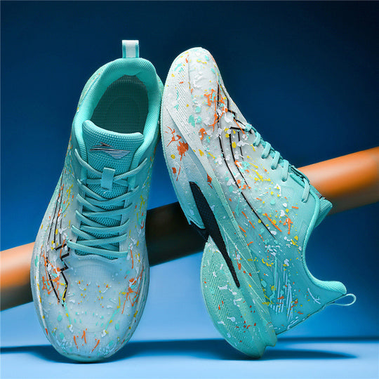 Unisex künstlerische Laufsneaker mit Spritzlack‑Design, reaktiver Hohlkern‑Dämpfung und Drehverschluss EB