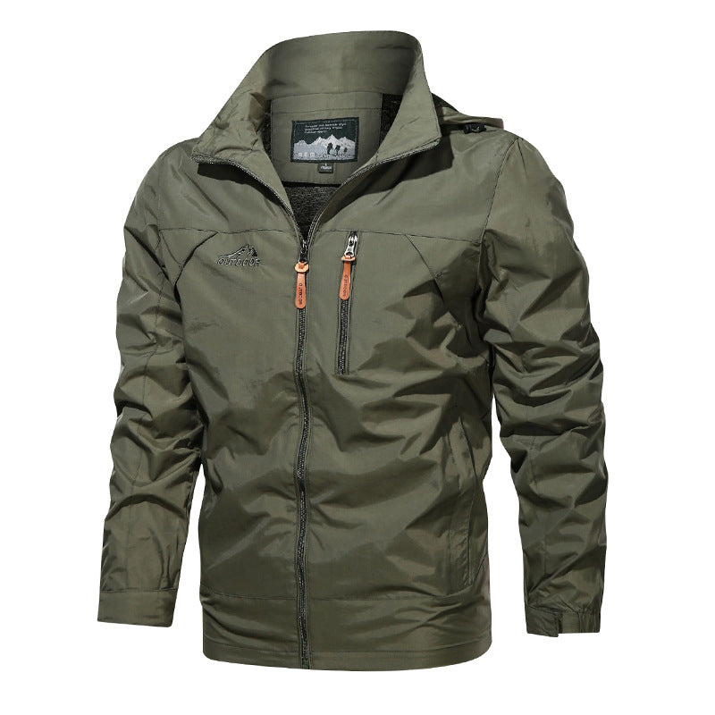 Herren nan leichte wasserabweisende Softshell Outdoorjacke mit Kapuze Brusttasche EB