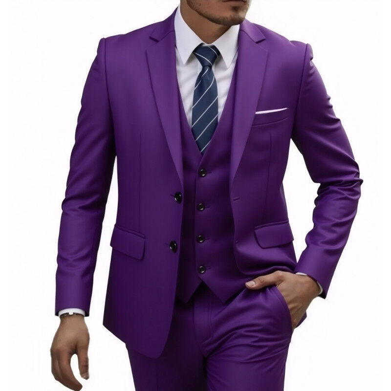 Herren nan dreiteiliges Slim-Fit Anzugset mit Weste, schmalem Revers und taillierter Silhouette EB