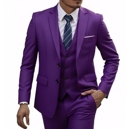 Herren nan dreiteiliges Slim-Fit Anzugset mit Weste, schmalem Revers und taillierter Silhouette EB