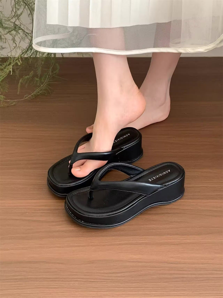 Damen trendige Wedge-Zehentrenner mit elegantem Obermaterial EB