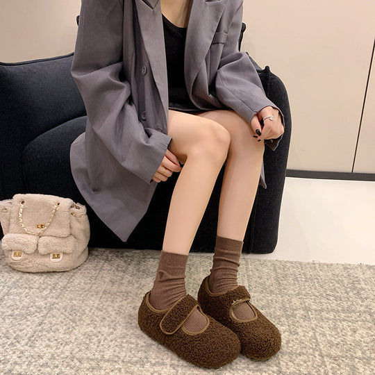 Damen Kuschelige Hausschuhe mit verstellbarem Riemen und weichem Innenfutter EB