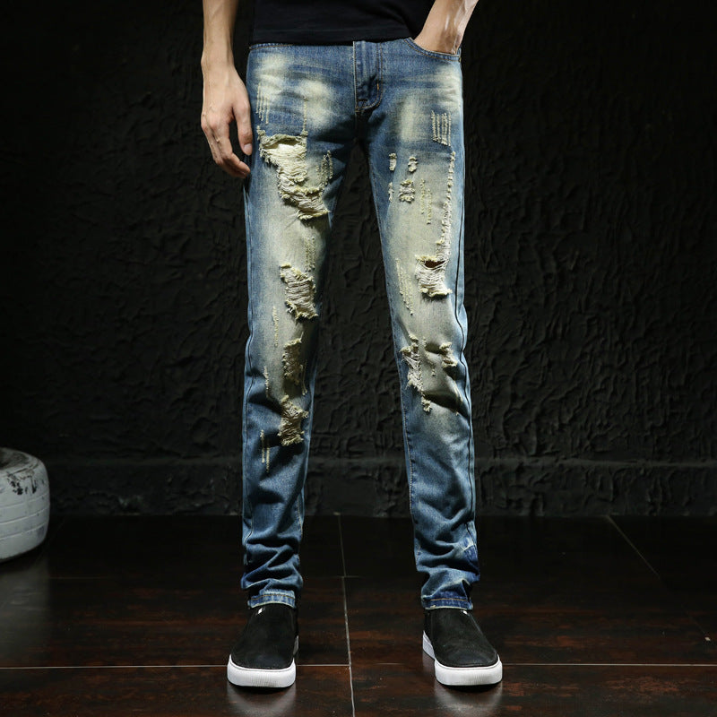 Herren modische Destroyed Jeans mit außergewöhnlichen Rissdetails EB