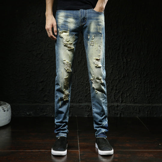 Herren modische Destroyed Jeans mit außergewöhnlichen Rissdetails EB