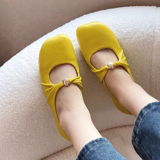 Damen Bequeme Ballerinas mit modischem Knoten-Detail EB