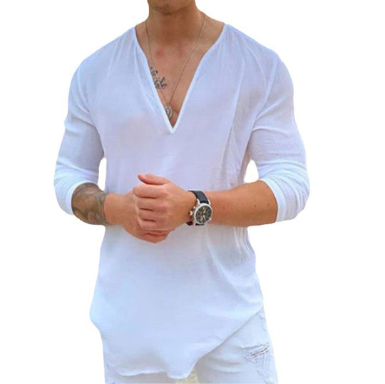 Herren lässiges V-Ausschnitt Langarmshirt EB