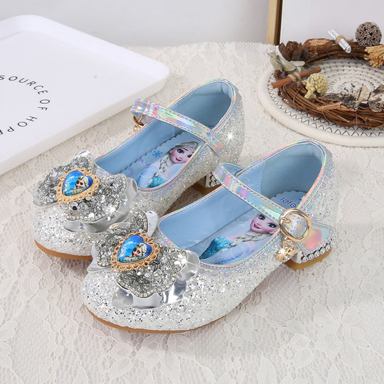 Mädchen Festliche Glitzer Ballerinas mit Blumenapplikation EB