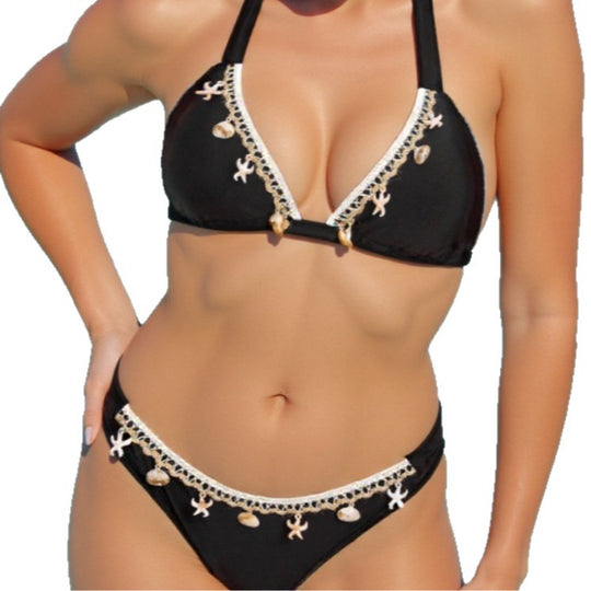 Damen Triangel-Bikini mit verzierten Details EB