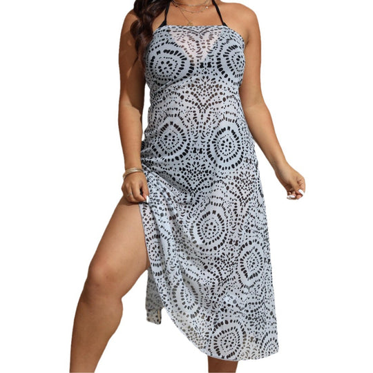 Damen Elegantes Sommerkleid mit zeitgenössischem Mustermix EB