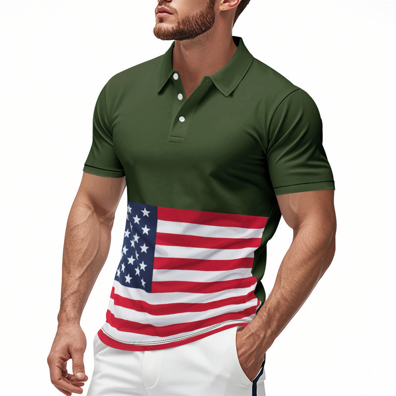 Herren Poloshirt mit einzigartigem Flaggenmotiv und moderner Passform EB